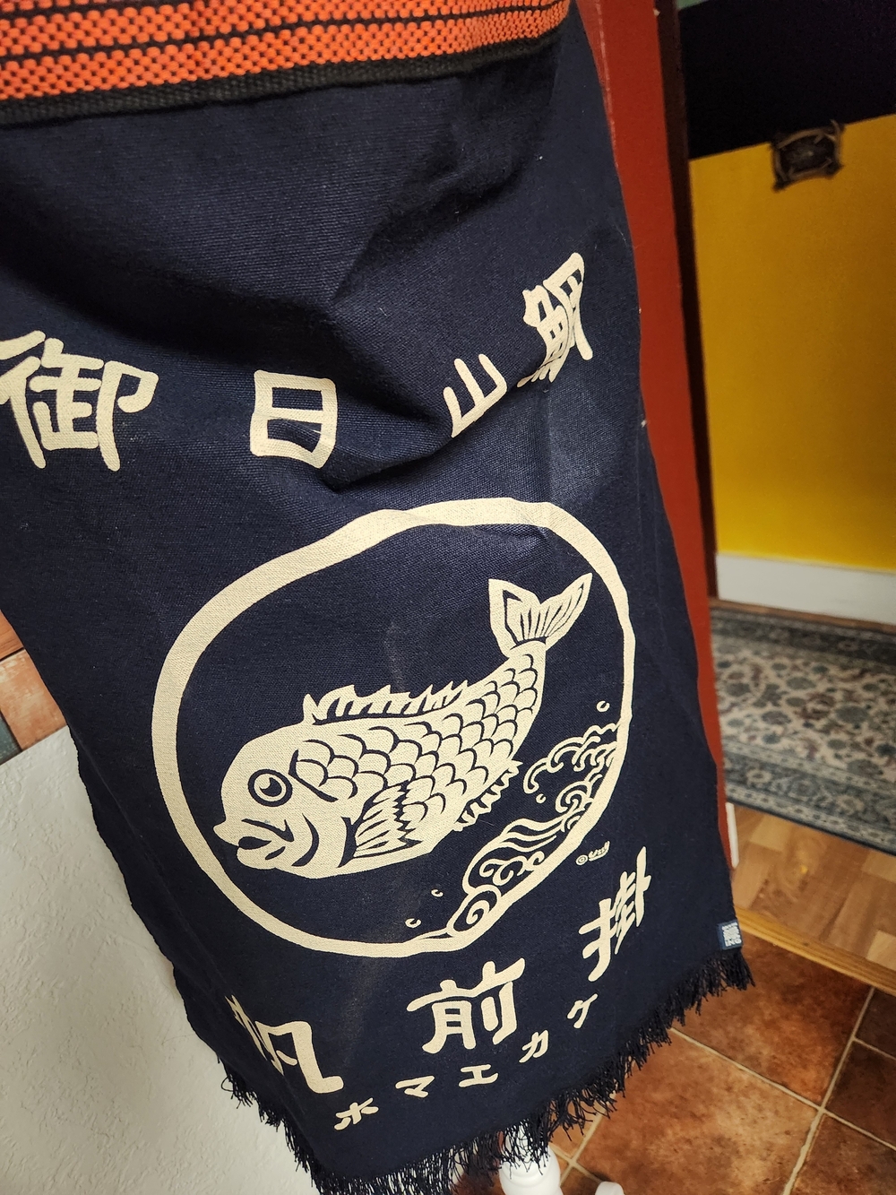 Authentic Anything Japan Heavyweight Maekake Apron - Lucky Tai Fish Graphic - Picture 4 of 7